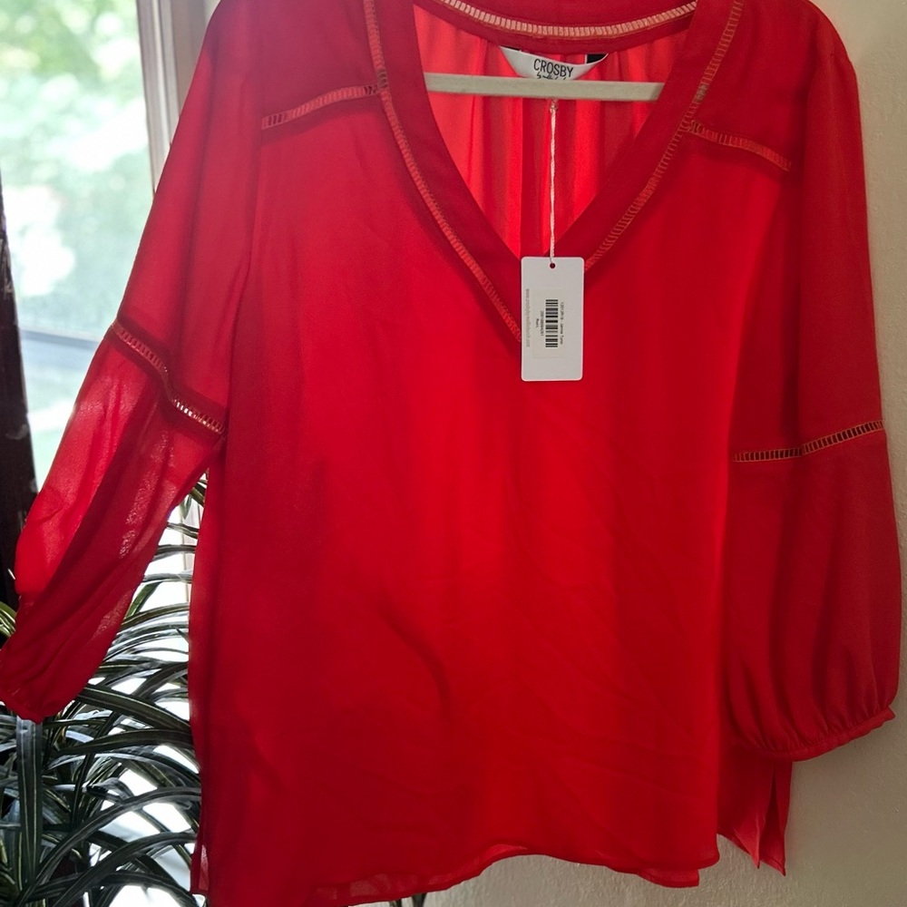 CROSBY by Mollie Burch Red 3/4 Sleeve Jannie Tunic.